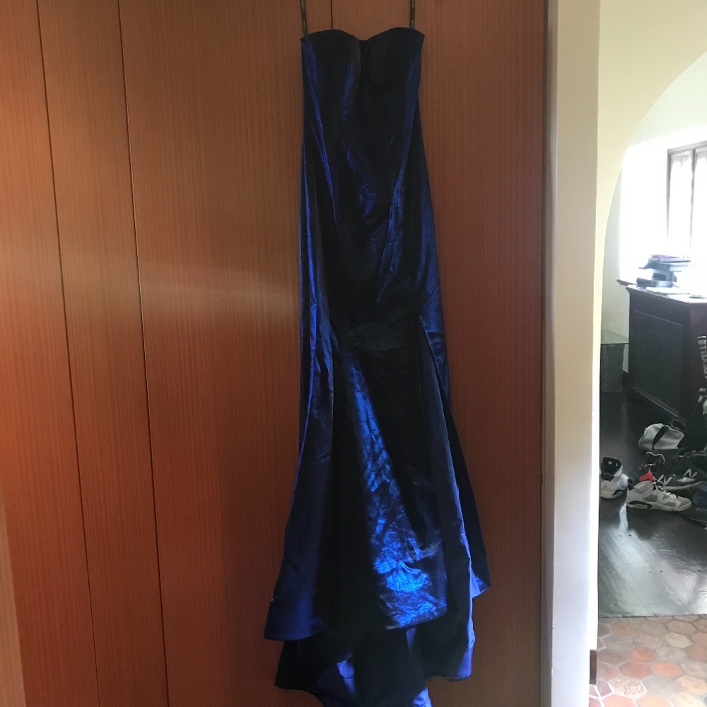 Strapless Navy Sherri Hill Gown